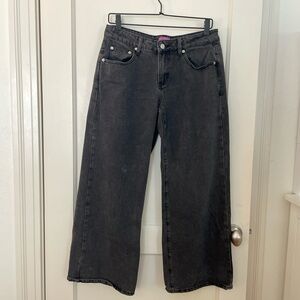 Edikted Black Flare Wide-Leg Jeans